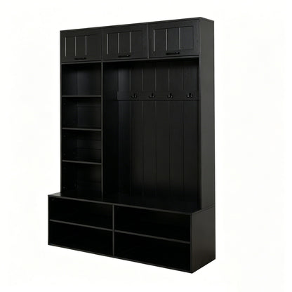 Farmhouse Hall Tree & Bench And Shoe Storage