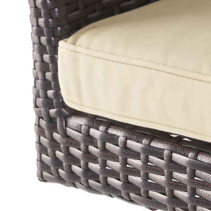 Outdoor Modern Rattan Swivel Barstool With Tapered Legs - Beige / Multibrown