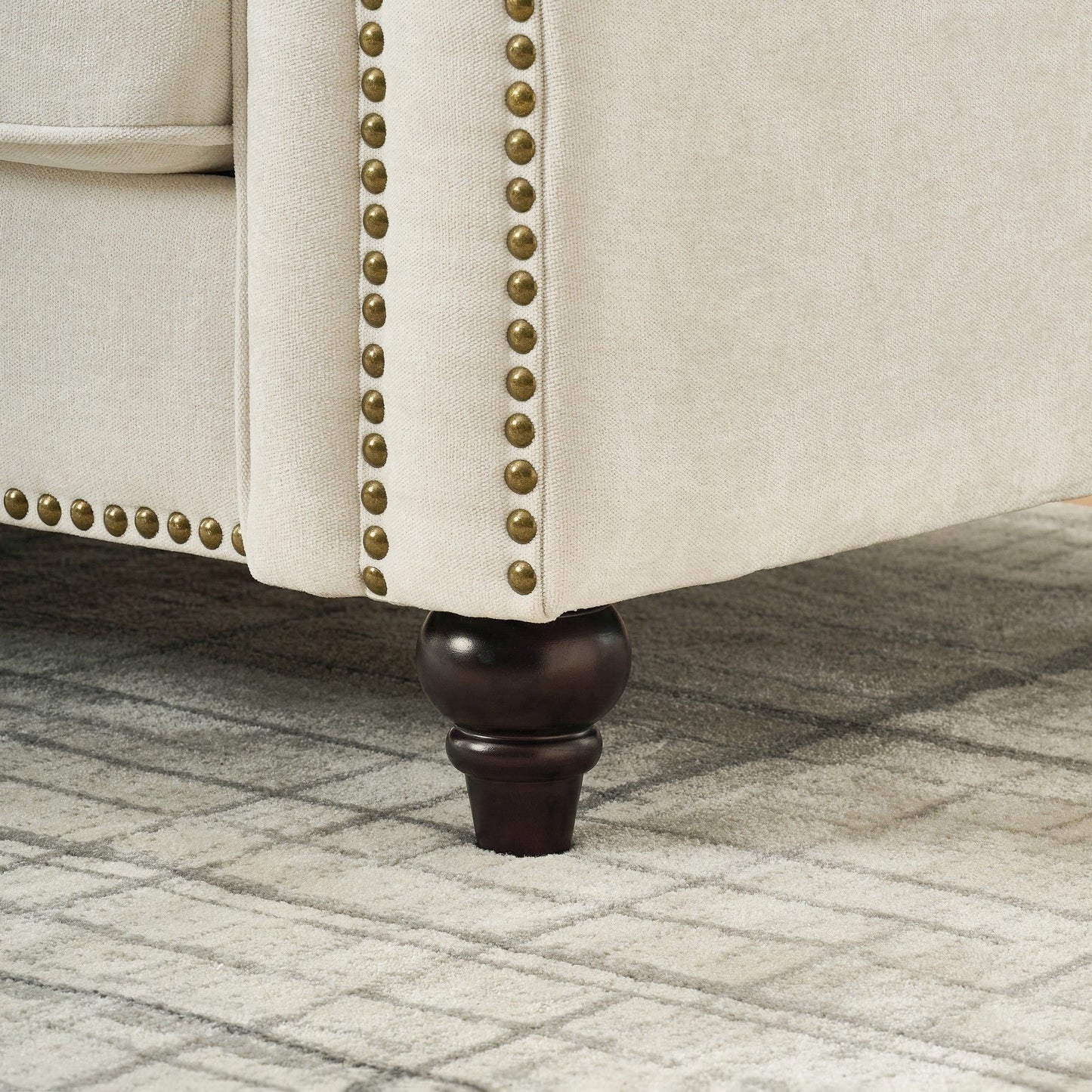 Modern 3 And 2 Seater Sofa With Rolled Arms, Tufted Upholstered Couch