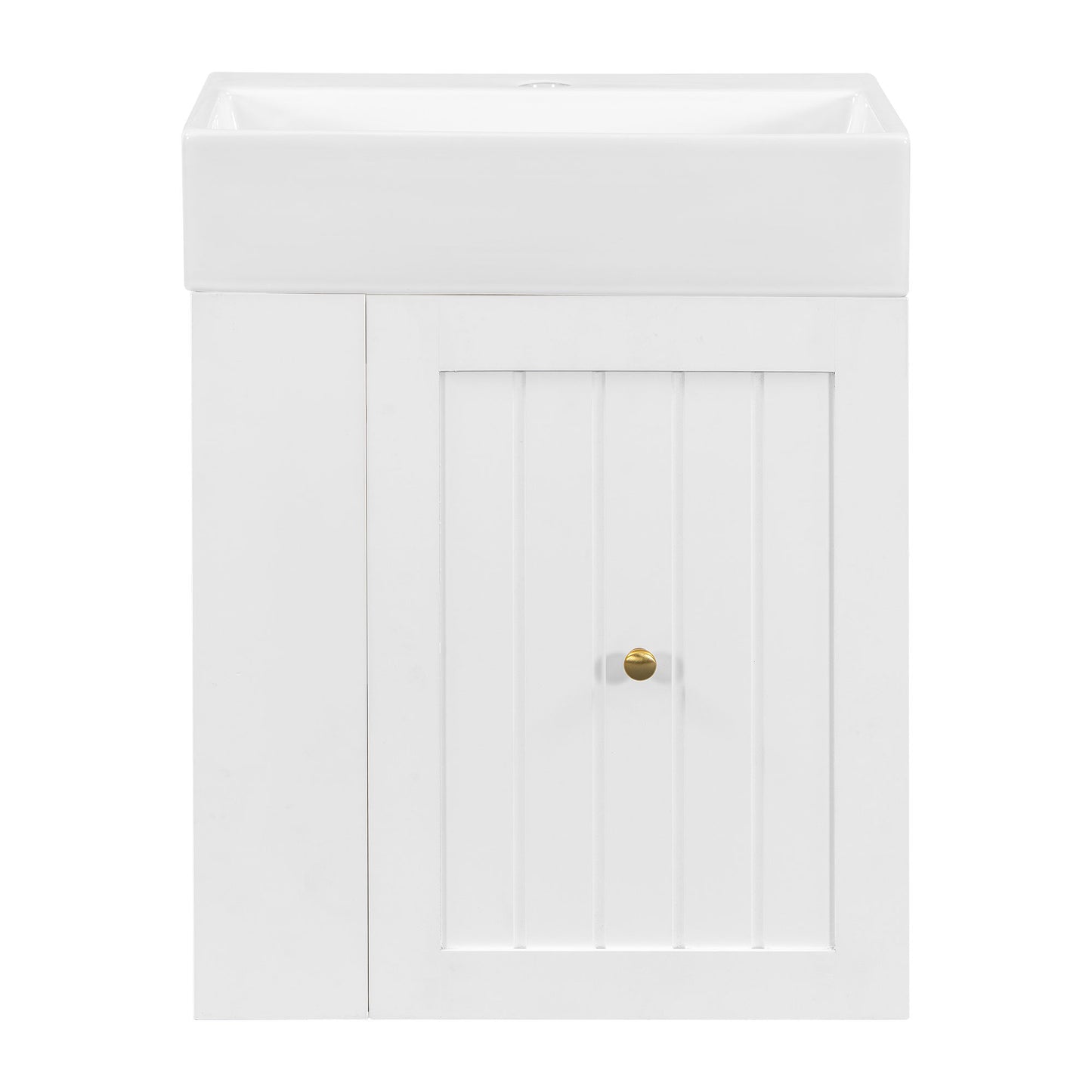 Modern Bathroom Vanity With Sink, Storage Cabinet, Drawer & Side Shelf
