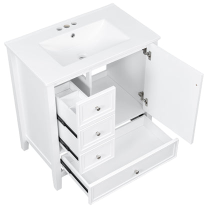 Modern Bathroom Vanity With Sink, 1 Cabinet & 3 Drawers
