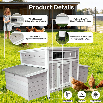 Large Chicken Coop Outdoor Hen House With Dual Nesting Boxes