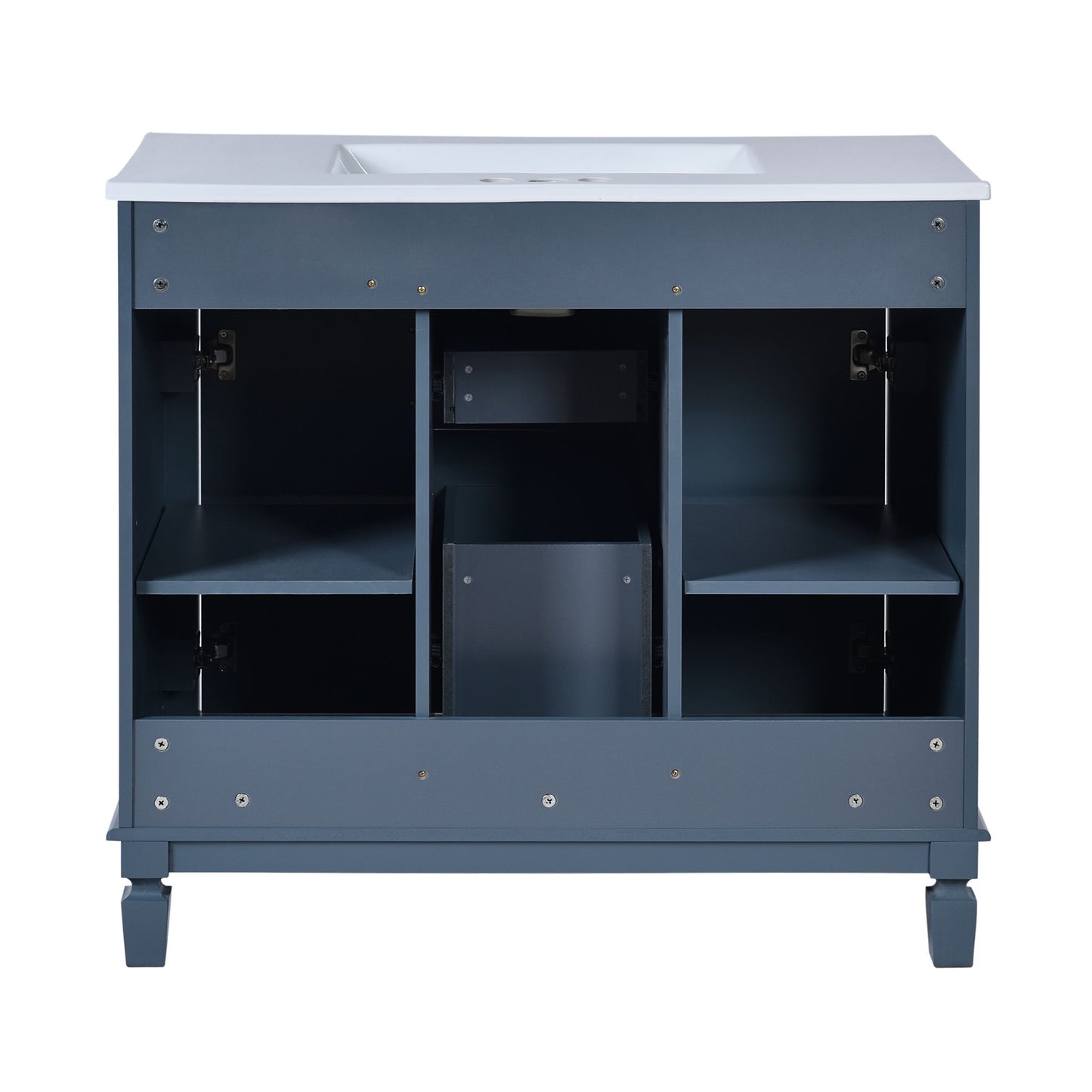 36" Bathroom Vanity With Top Sink, Basin On Cabinet With 2 Soft Closing Doors And 2 Drawers - Blue