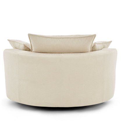 360° Swivel Accent Barrel Chair With Dual Layer Cushion And 3 Removable Pillows