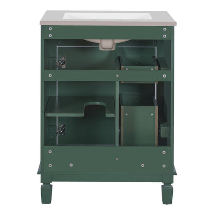 Bathroom Vanity With Sink, Compact Cabinet & 2 Drawers And Adjustable Shelf