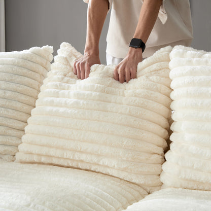 4 Seat Sofa With Soft Pillows And Movable Ottoman