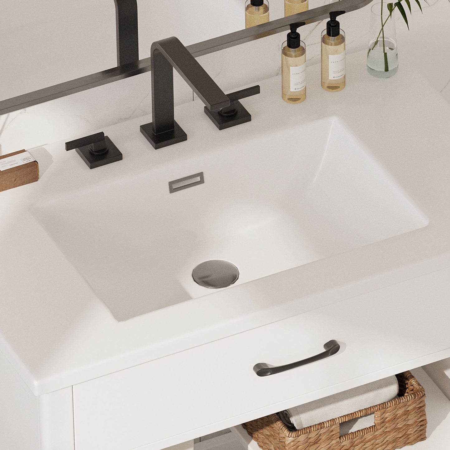 Modern Bathroom Vanity With Tempered Glass Doors