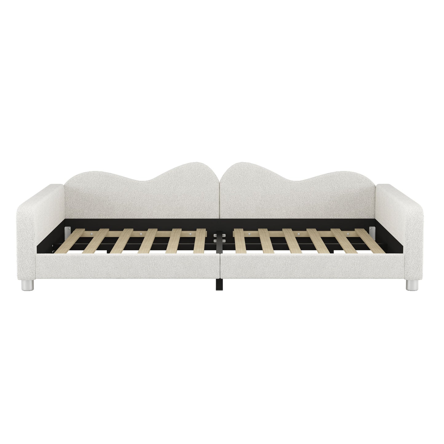 Upholstered Daybed, Sherpa Fabric Sofabed With Cloud-Shaped Backrest