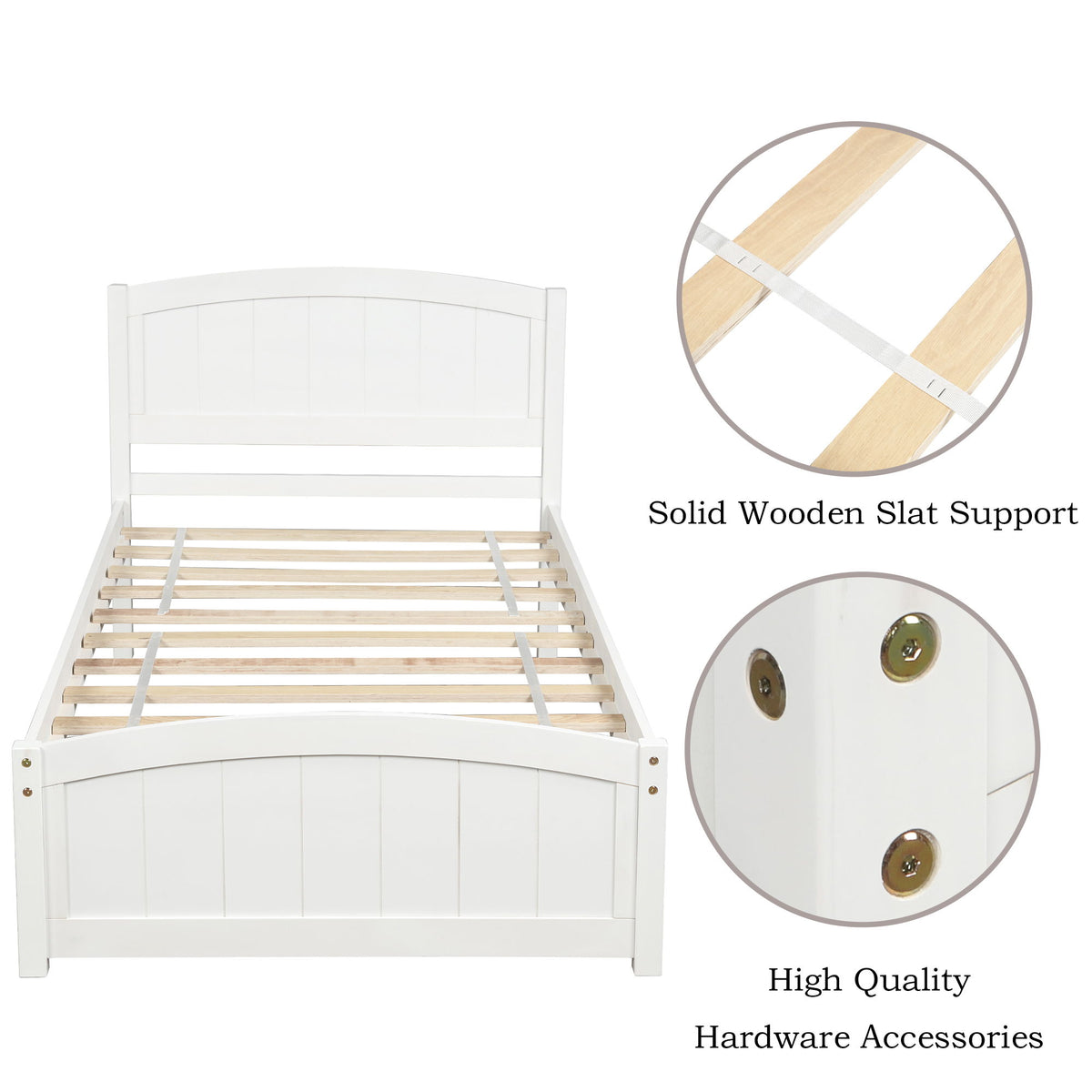 Platform Bed & Headboard, Footboard And Wood Slat Support