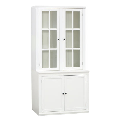 Retro Style Hutch Cabinet With Glass Door, China Cabinet For Home