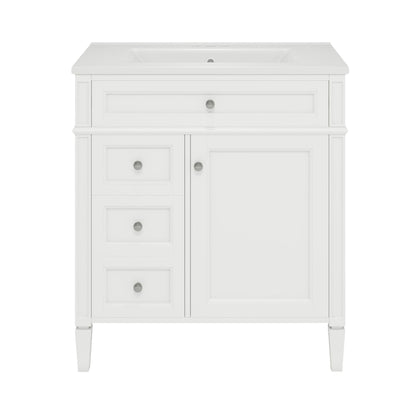 Bathroom Vanity With Medicine Cabinet, Royal Mirror Cabinet, Modern Bathroom Storage Cabinet With 2 Soft Closing Doors And 4 Drawers