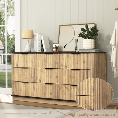 Modern 9 Drawer Cabinet With Metal Rounded Corners Multi Functional Storage - Black