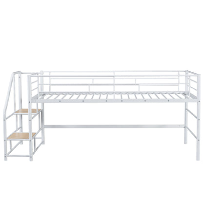 Loft Bed With Storage Stairs And Metal Frame