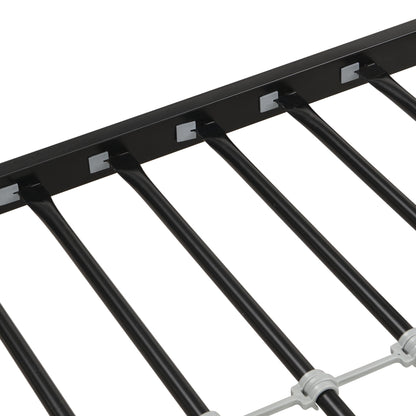 Modern Twin Over Full Metal Bunk Bed With Trundle And Dual Side Ladder And Metal Design - Black / Brown