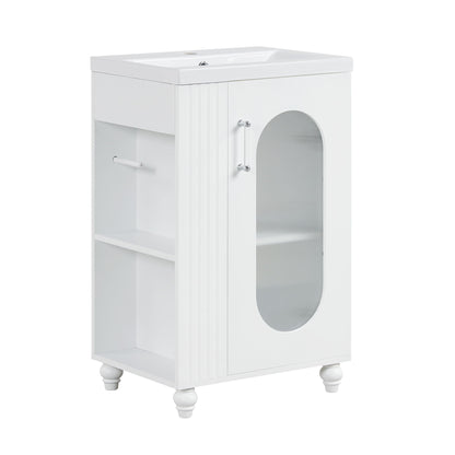 Modern Bathroom Vanity With Sink, Adjustable 2 Tier Shelf