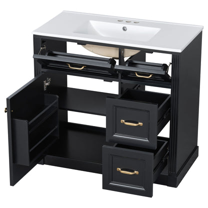 Modern Bathroom Vanity With Sink, 4 Drawers, Soft-Close Door, Adjustable Shelf
