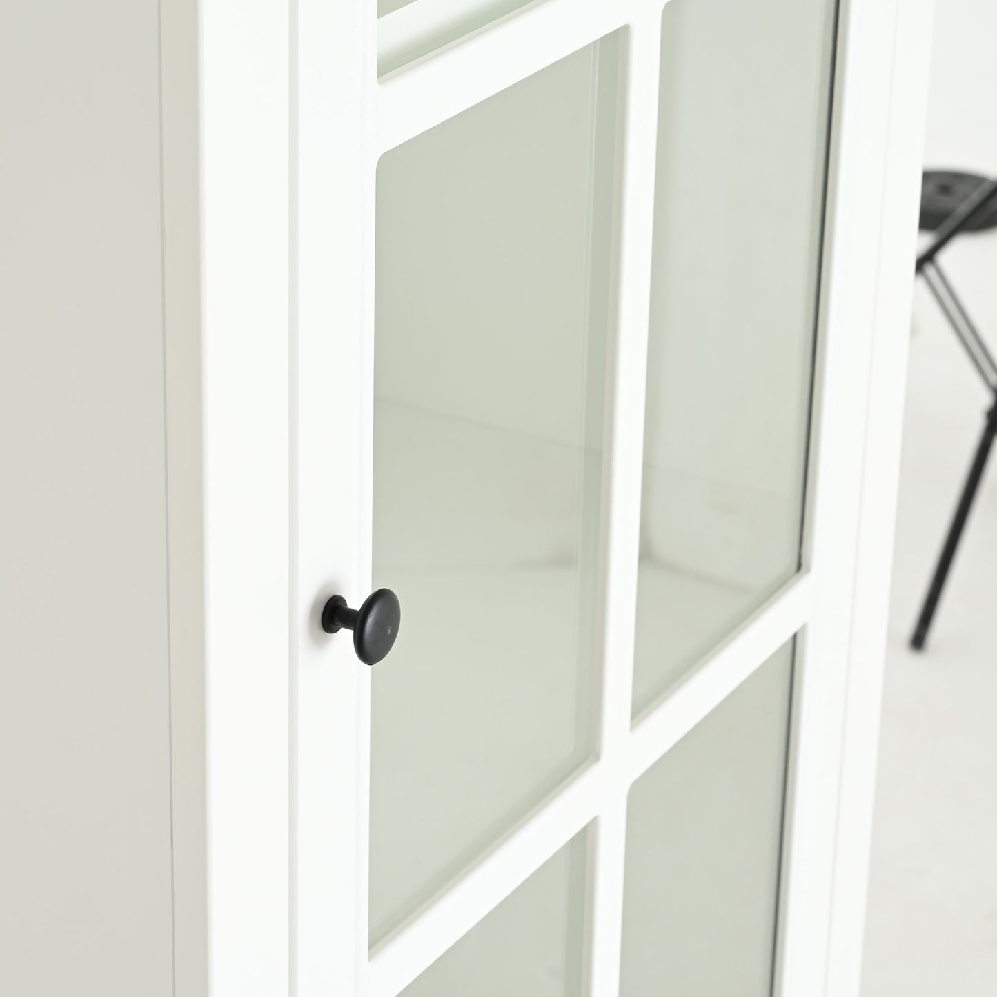 Retro Style Hutch Cabinet With Glass Door, China Cabinet For Home
