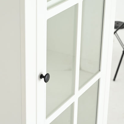 Retro Style Hutch Cabinet With Glass Door, China Cabinet For Home