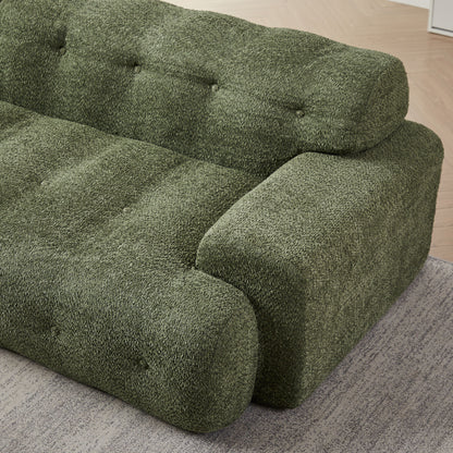 Cloud Series Minimalist Button Tufted Square Arm 3 Seater Sofa
