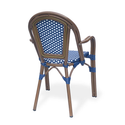 Bistro Chair With 2 Toned Checkered Pattern, (Set of 2) - White / Navy