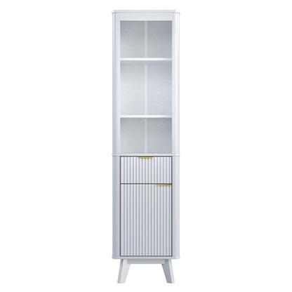 Tall Bathroom Storage Cabinet With Adjustable Shelves And 1 Drawer & Door