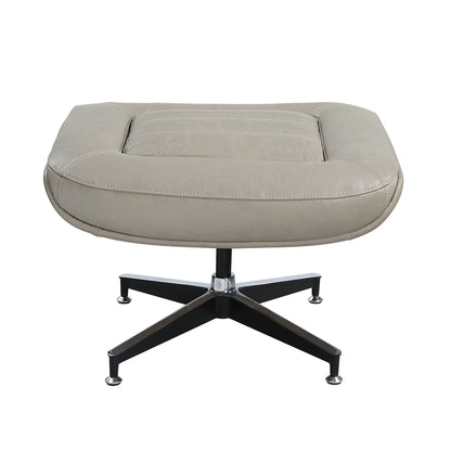Piran - Twilight Top Grain Leather Accent Chair And Ottoman With Swivel - Gray