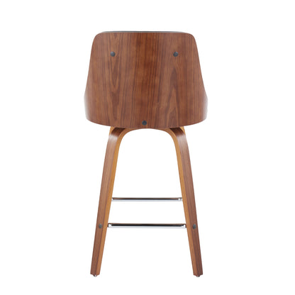 Gianna - Mid Century Modern Fixed Height Counter Stool With Swivel With Square Footrest (Set of 2)