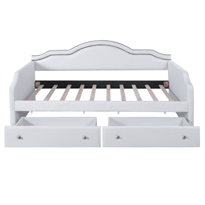 Upholstered Daybed With LED Lights And 2 Drawersme