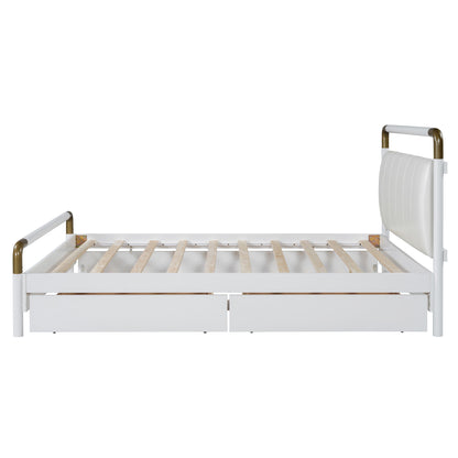 Storage Platform Bed, With 2 Big Drawers, Trundle