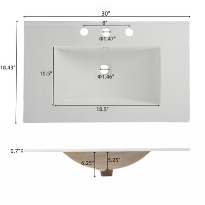 Bathroom Vanity With Ceramic Sink, Adjustable Shelf & Tip Out Tray