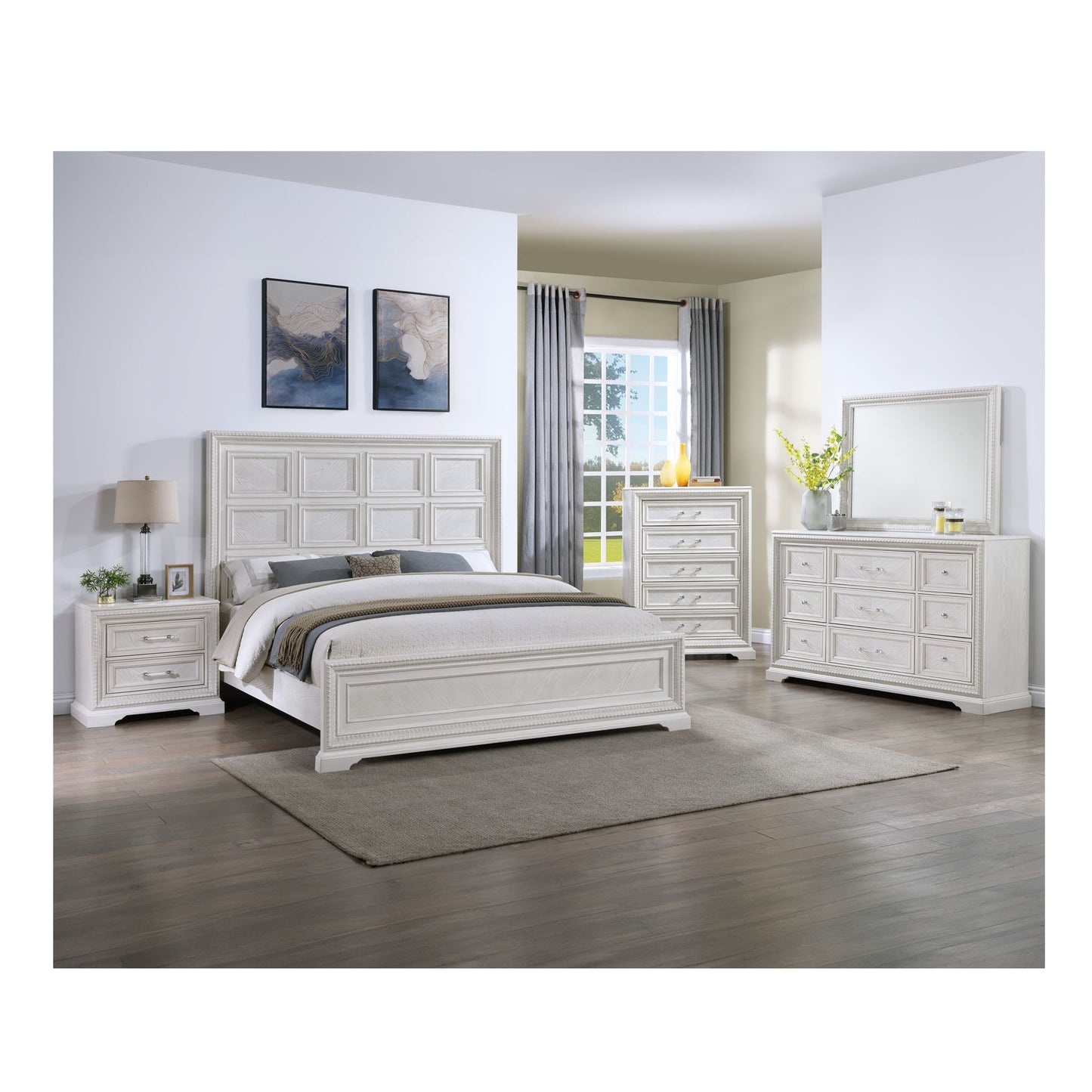 Geometric Design Headboard Panel Bed