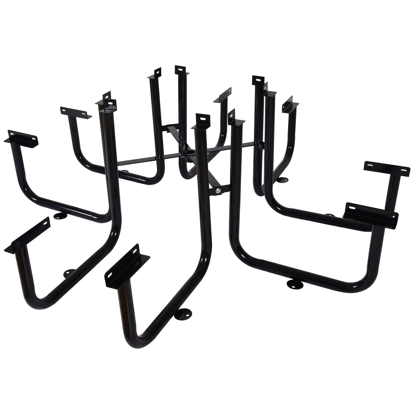 Square Outdoor Steel Picnic Table, With Umbrella Pole