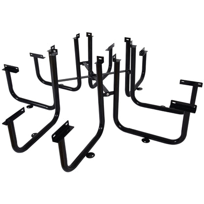 Square Outdoor Steel Picnic Table, With Umbrella Pole