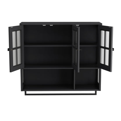 3 Door Wall Cabinet With Glass Door And Towel Bar