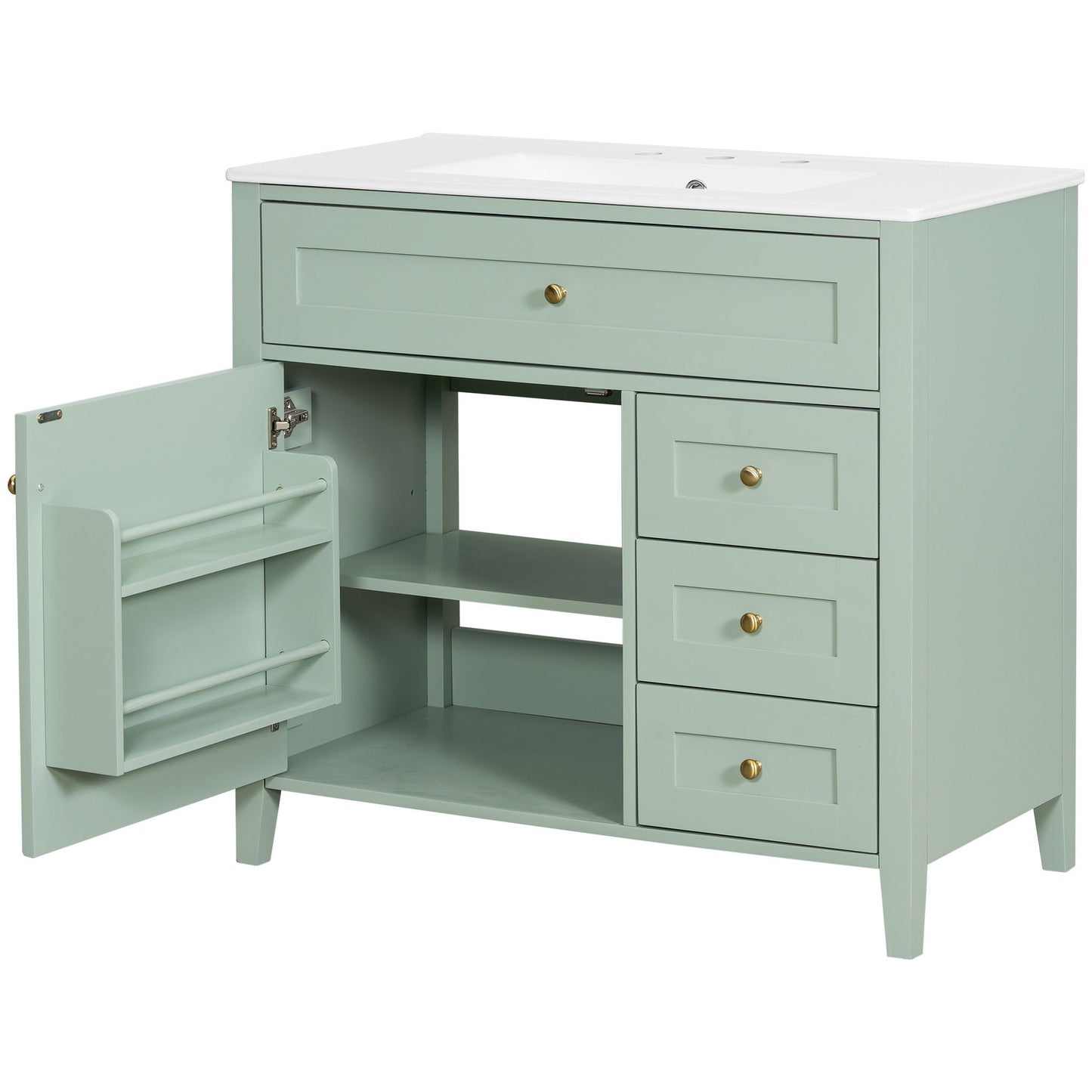 Bathroom Vanity With Sink, Cabinet With 3 Drawers And Adjustable Shelf