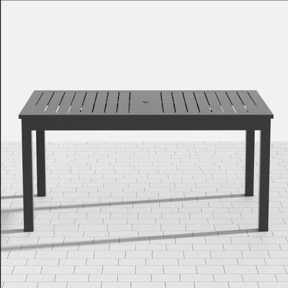 Extendable Outdoor Dining Table, All Weather, Slatted Top, Rust Proof - Gray