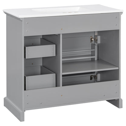 36" Bathroom Vanity With Sink, 2 Tip-Out Drawers, Soft Close Hinges