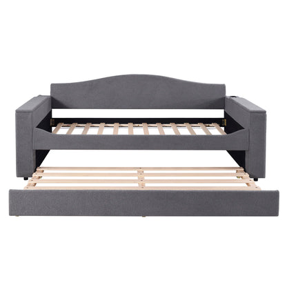 Upholstered Daybed With Storage Armrests, Trundle And Latest Integrated tooth Audio System