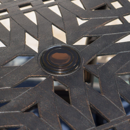 Enchantia - Outdoor Square Dining Table With Weave Tabletop And Flared Legs - Copper