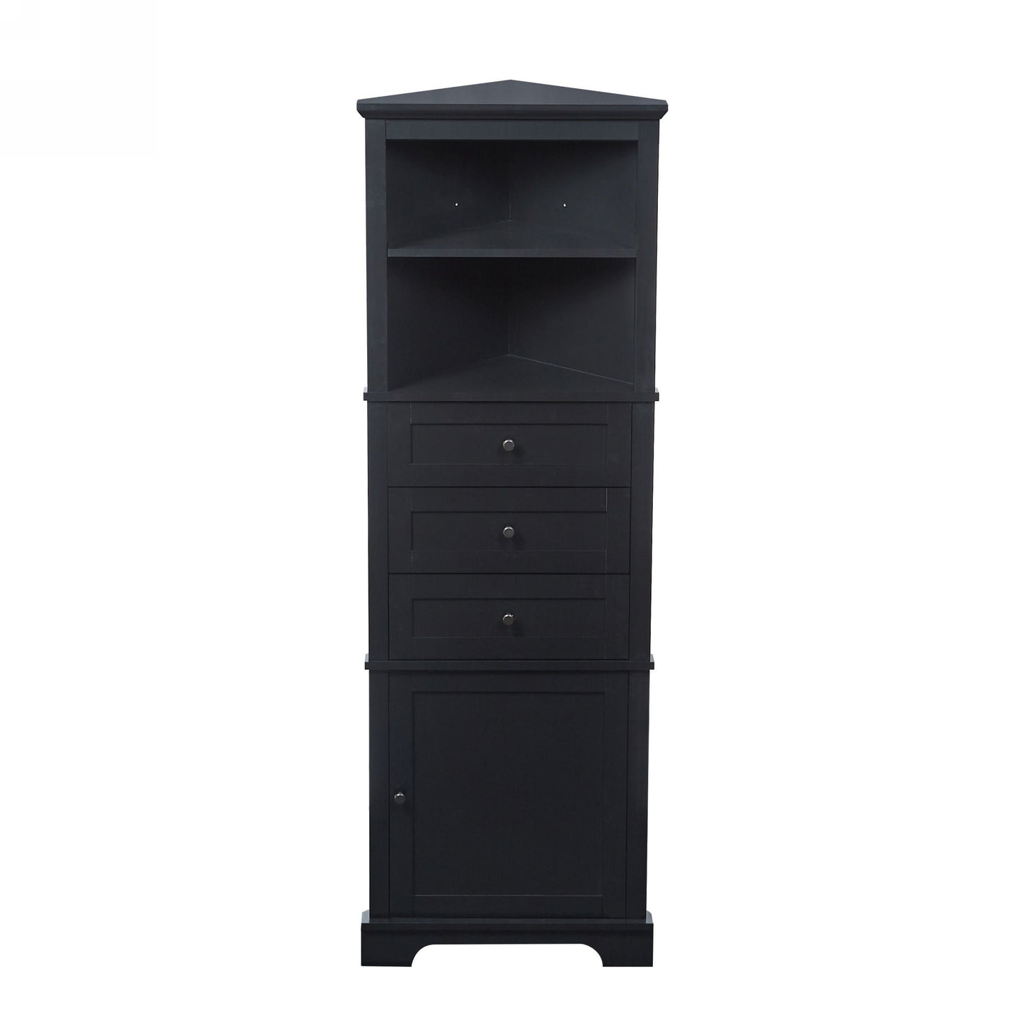 Tall Storage Cabinet With 3 Drawers And Adjustable Shelves For Bathroom