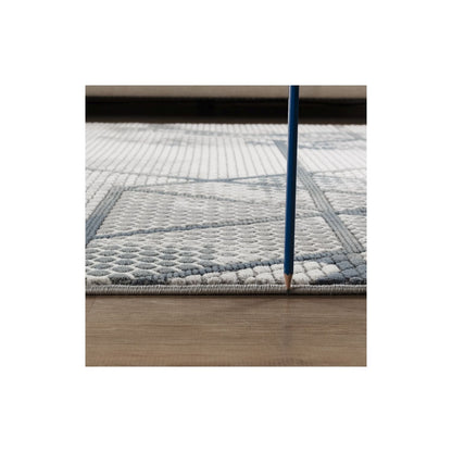 Geometrix - 5'3" X 7'3" Area Rug & Geometric, 3D Effect - Ivory / Gray