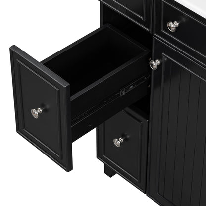 Transitional Style Bathroom Vanity Cabinet With Ceramic Sink