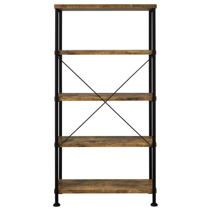 Avon - 2 Piece Computer Desk And Bookcase With 3 Drawers - Rustic Brown