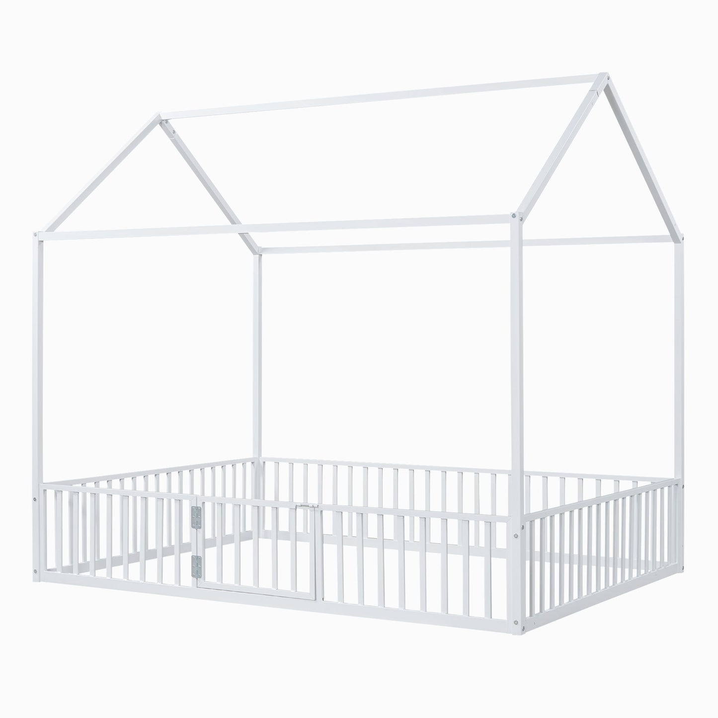 Metal House Bed With Fence And Door