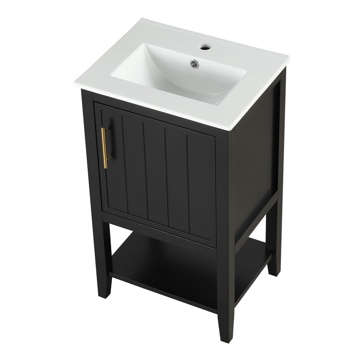 Modern Bathroom Vanity With Sink, Soft-Closing Door And Open Shelf