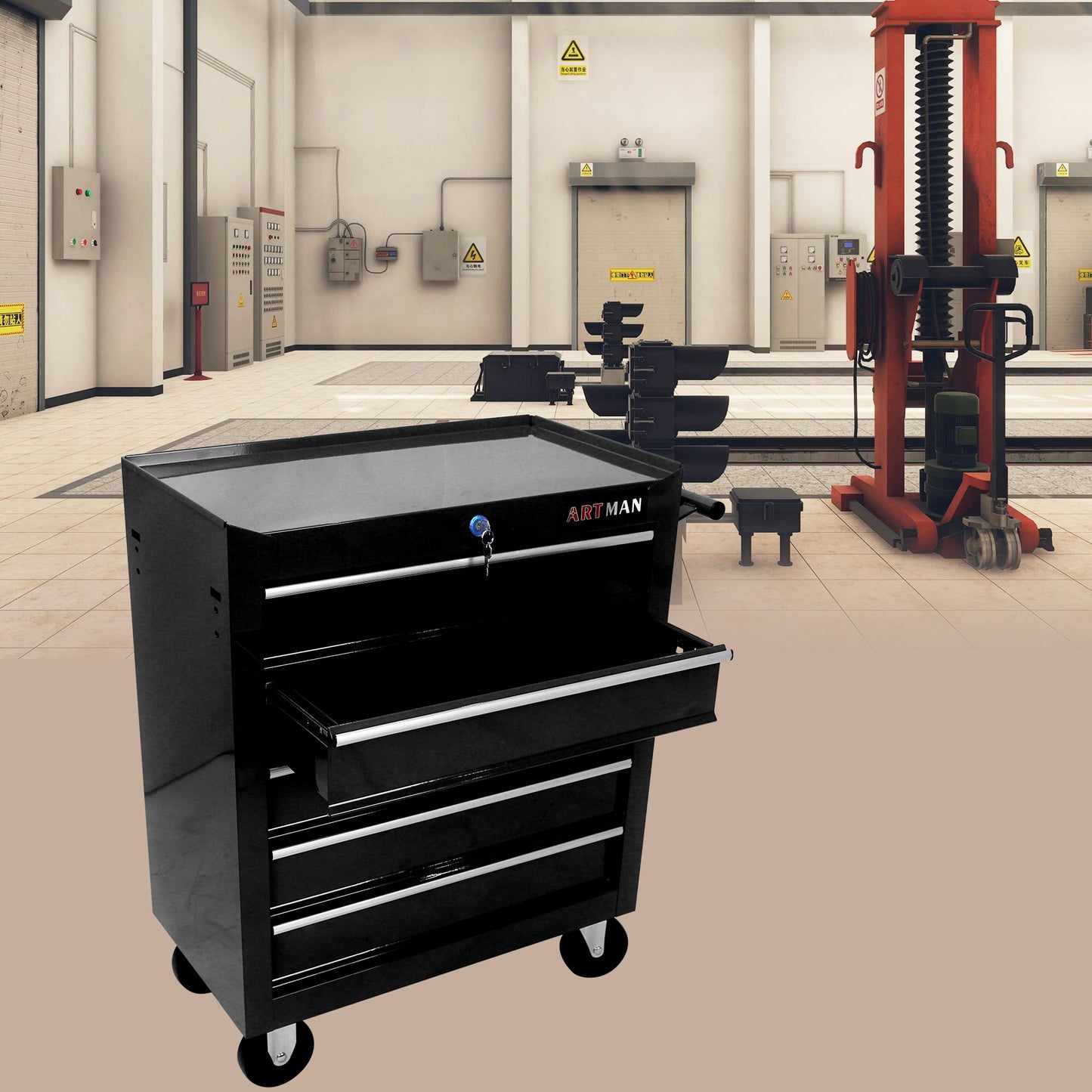 Multifunctional Tool Cart With Wheels And Drawers