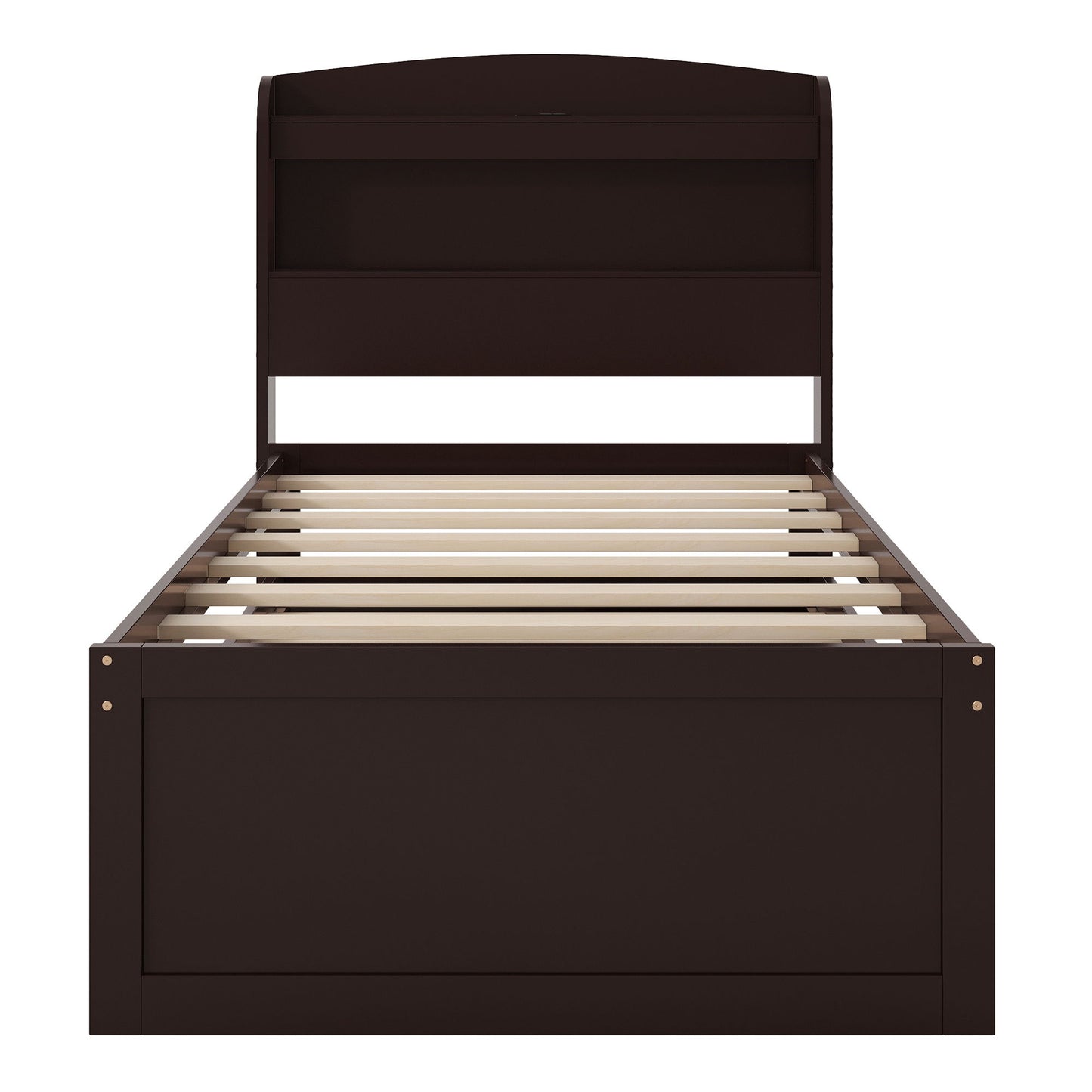Platform Bed With LED Headboard, Charging Station, Trundle And 2 Drawers