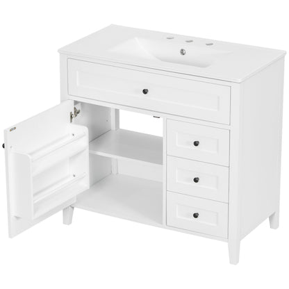 Bathroom Vanity With Sink, Cabinet With 3 Drawers And Adjustable Shelf
