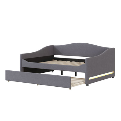 Upholstered Daybed With Light And Trundle