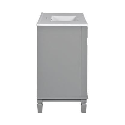 Bathroom Vanity With Top Sink, Mirror Cabinet, 2 Soft Closing Doors & 2 Drawers